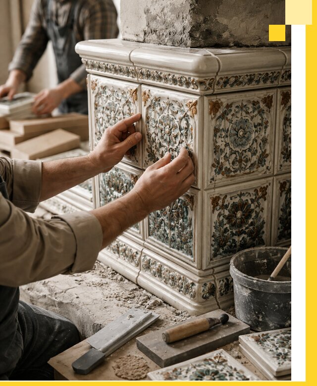 Изразцовые камины под ключ в Дальнегорске: проект и монтаж