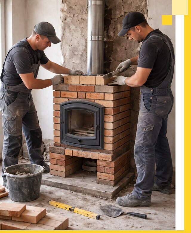 Монтаж печи камина под ключ в Дальнегорске с гарантией и пусконаладкой