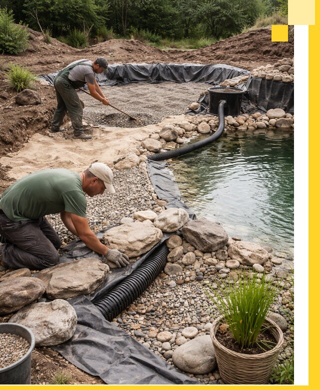 Строительство природных бассейнов и озер в Дальнегорске под ключ