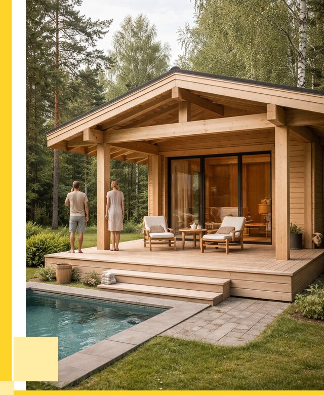 Бани с террасой под ключ в Дальнегорске от 618240 р. | ЭриданДль