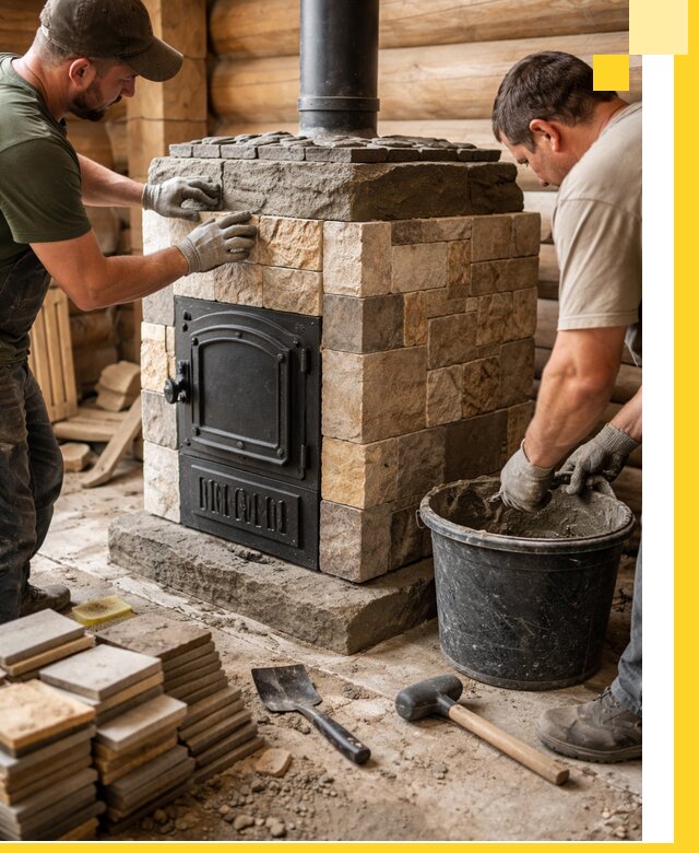 Облицовка банной печи под ключ в Дальнегорске: камень и плитка