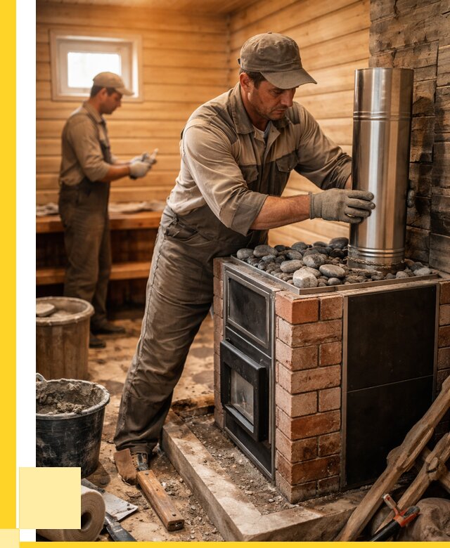 Монтаж печи в бане под ключ в Дальнегорске от 20608 р. | ЭриданДль