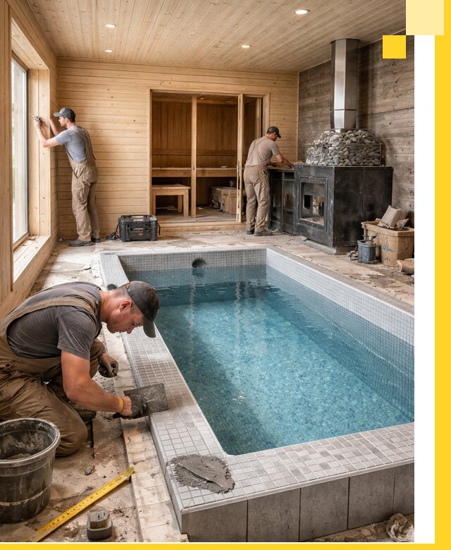 Проект бани с бассейном и сауной в Дальнегорске под ключ