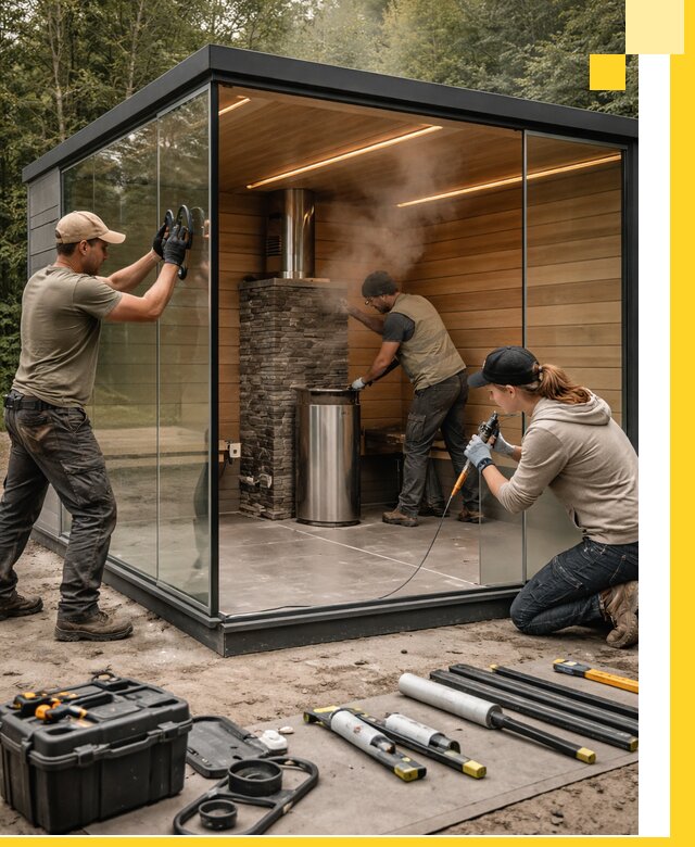 Проектирование и строительство стеклянных бань в Дальнегорске