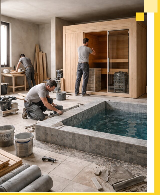 SPA зоны под ключ с бассейном сауной и печью в Дальнегорске